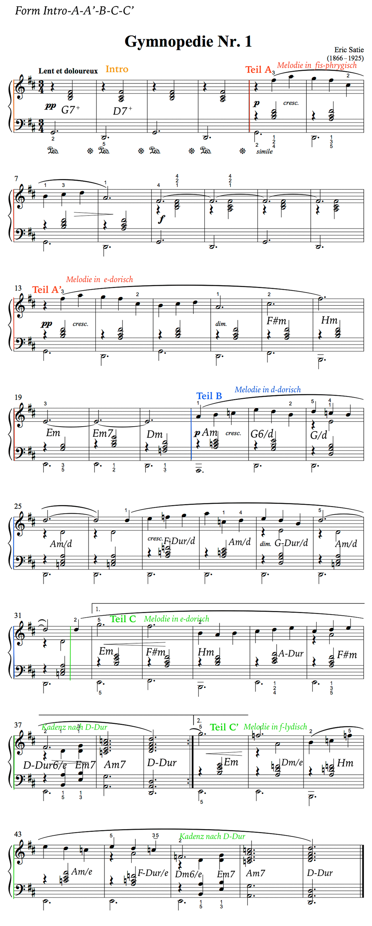 Form und Harmonie - Eric Satie: Gymnopedie Nr. 1